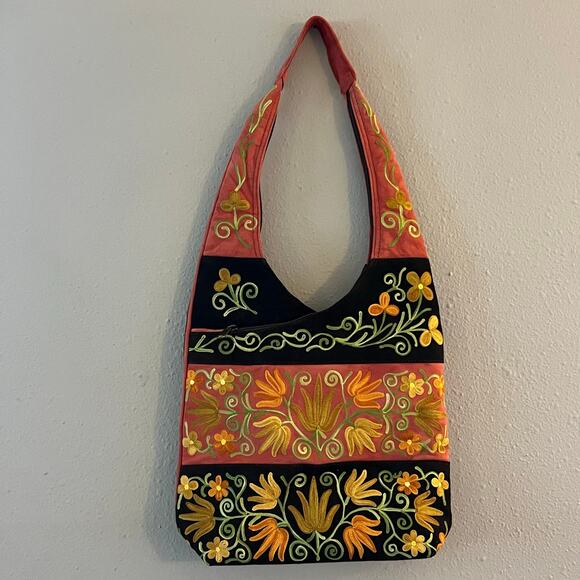 Unbranded Handbags - Boho Embroidered Shoulder Bag Floral Hippie Sling Hobo Purse Festival Y2K
